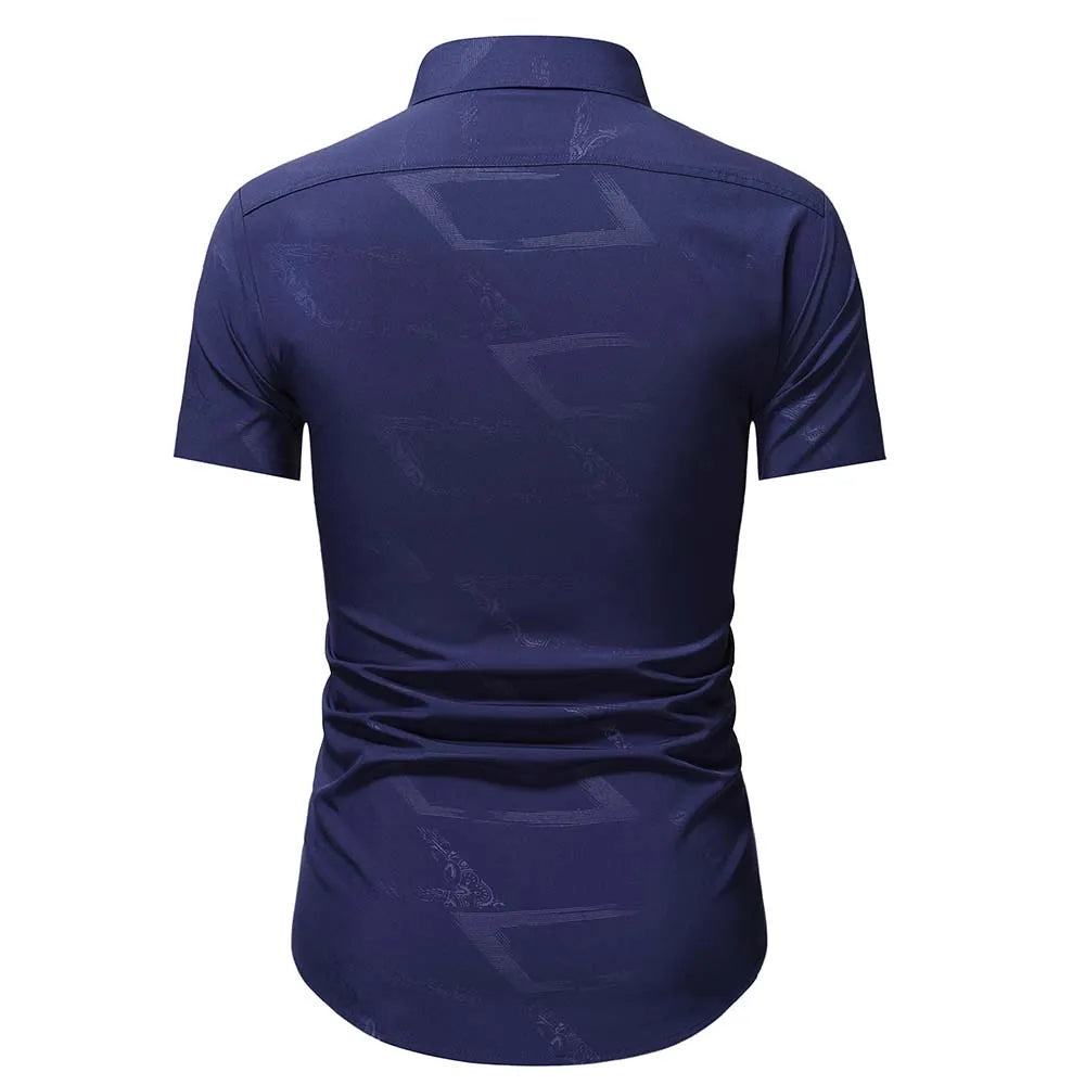 Summer Business Social Chemise Homme Casual Party Short Sleeve Striped Shirt Men Dress Luxury Button Up Fashion Mens Clothes