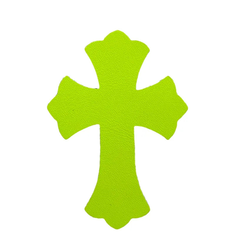 4.5*6.5cm Sheepskin Leather Patch With Cross Shaped Leather Label Genuine Leather DIY With Multiple Colors-106-182