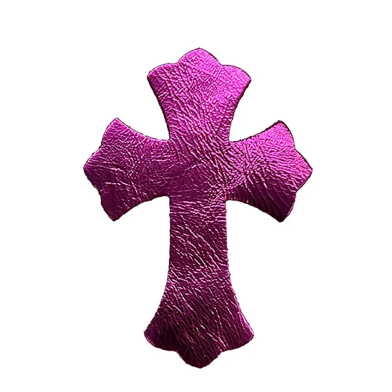 4.5*6.5cm Sheepskin Leather Patch With Cross Shaped Leather Label Genuine Leather DIY With Multiple Colors-106-182