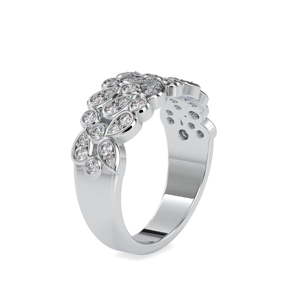 Premium Price Women's Round Engagement Ring 40 Lab Grown Side Stones VS-VVS Clarity Certified Silver Plated Fancy Band Jewelry