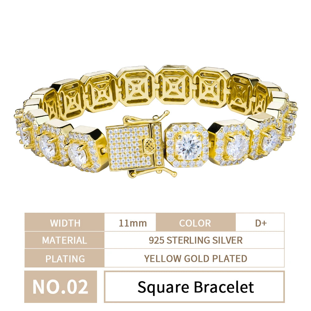 Hiphop Jewelry Iced Out Big Size 20 22 24 Inches square Marquise Clustered Moissanite Diamond Bracelet Necklace Setting