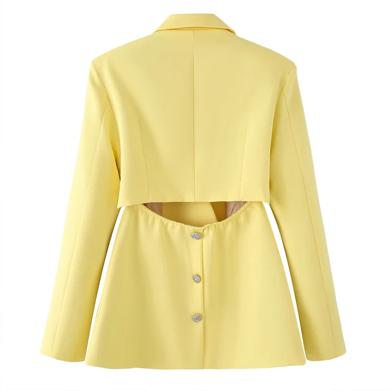 ZATRHMBM Autumn Women's Wear 2025 New Fashion Irregular Solid Color Coat Retro Casual Lapel Slim Fit Ladies Top