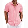 Men's Casual Button Down Shirt Short Sleeve Anti-Pilling Yarn Dyed for Beach Summer Wedding Knitted Weaving Method