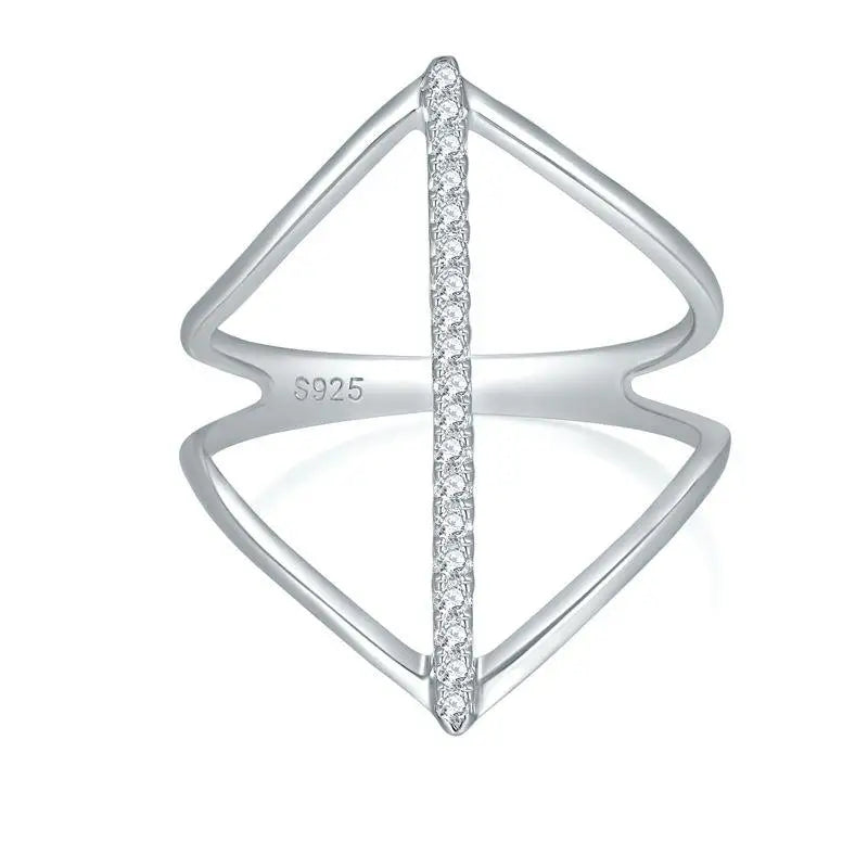 Ruizuan Rhodium Plated Silver Eternity Band Rings Moissanite Trendy Bezel Setting Cross Design Girls Bulk Certified Rings for