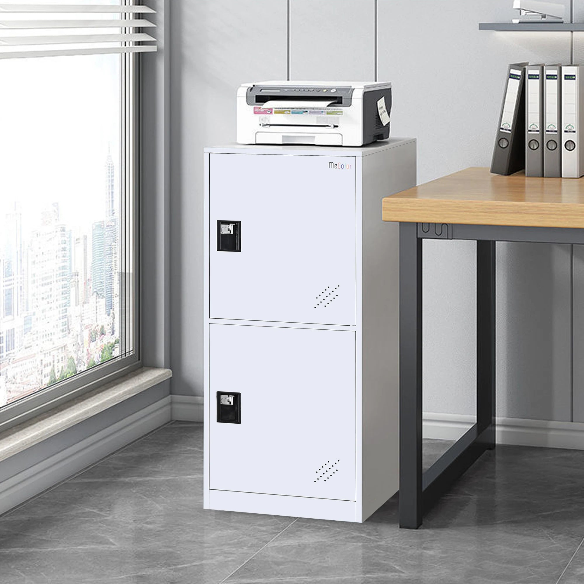 2 Door Small Locker Cabinet with Lock Latch for Home Bedroom Office