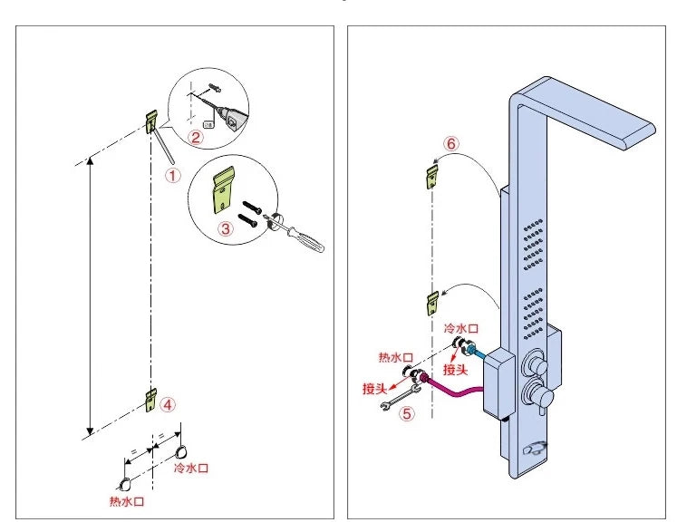 LED Shower Panel Waterfall Rain Digital Display Shower Faucet Set SPA Massage Jet Bathroom Column Mixer Tap Tower System