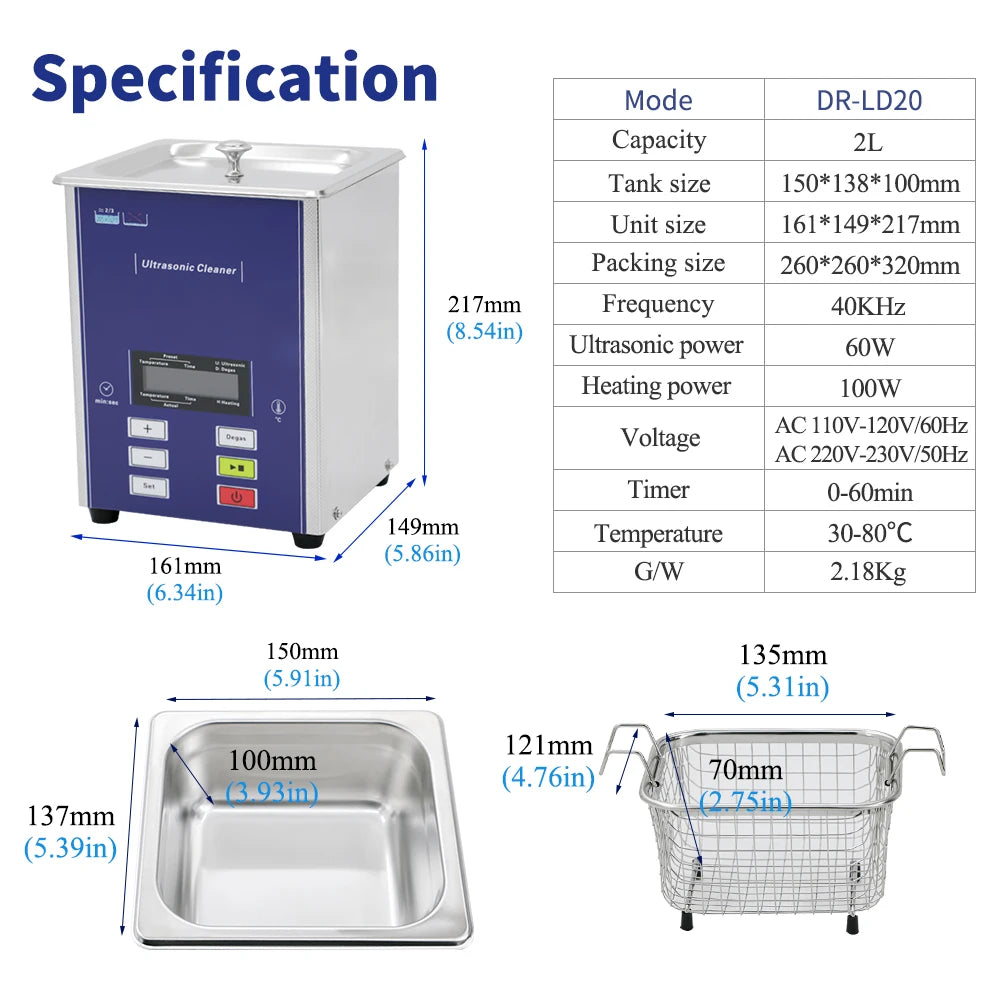 37Khz Denture Ultrasonic Cleaner Multifunctional Household Ultrasonic Cleaning Machine