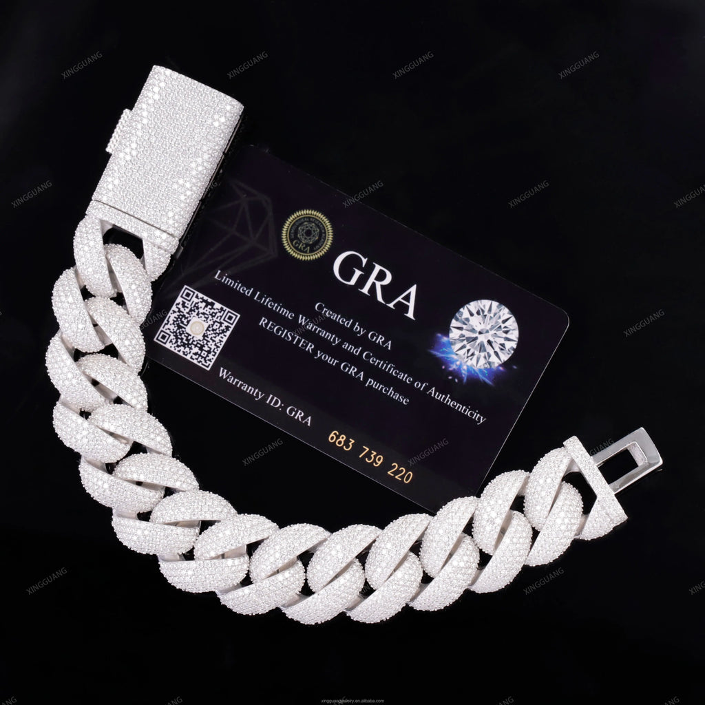 Ready to Ship Diamond Cuban Bracelet 6mm-22mm S925 Silver Hip Hop Bracelet Full Iced Out Moissanite Cuban Bracelet for Men