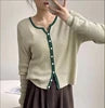 Fashionable Spring Women Long Sleeve Sweater Cardigan Letter Solid Color Blocking Sweater Cardigan
