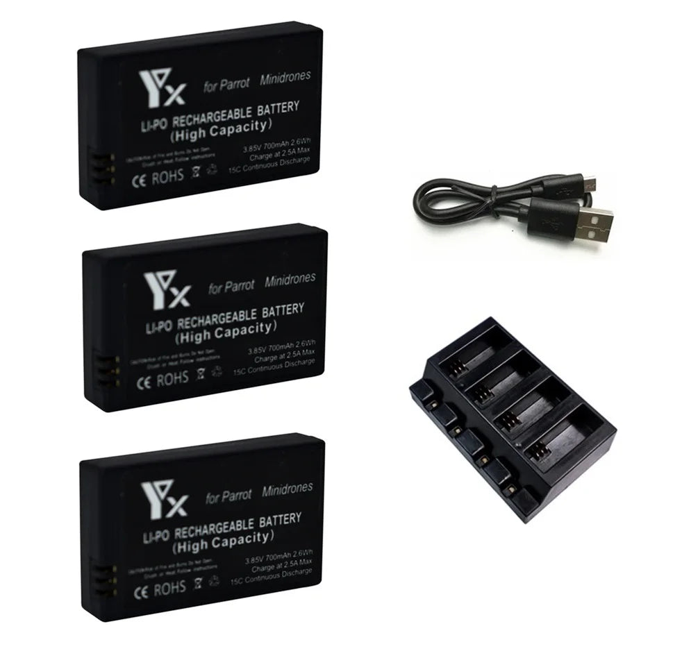 3.85V 700mAh Replacement Lipo Battery +charger For Parrot Mini Drones Mambo Jumping Sumo and Rolling Spider Drones Battery