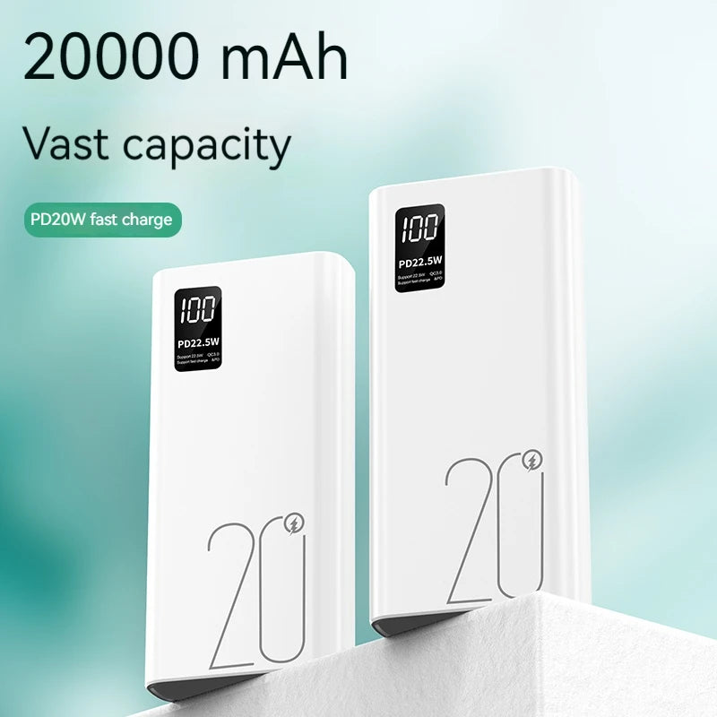 Latest Model 22.5W Type C Output Super Fast Charging Powerbank 20000mAh Digital Display Real Capacity PD20W 20000mAh Power Bank