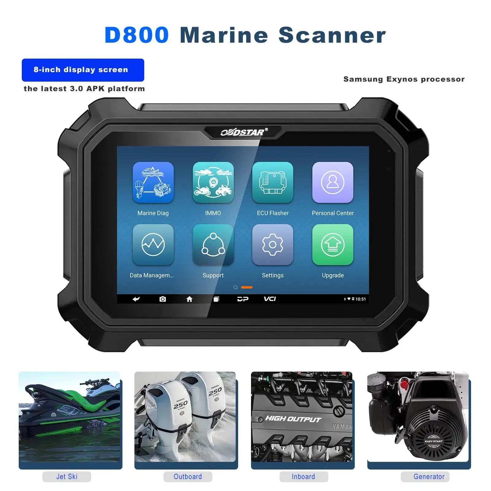 OBDSTAR D800 C/D Package New Generation Device for Marine (Inboard/ Generator) Intelligent Diagnosis Scanner