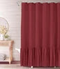 Beige 72x72 Inch French Country Linen Blend Ruffle Shower Curtain for Bathroom