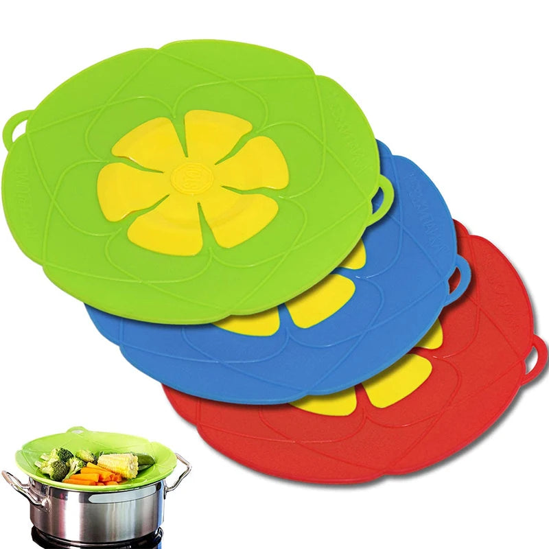 Silicone lid Spill Stopper Cover Pot Pan Cover  Kitchen Accessories Flower Shape Cookware Cooking Tools Kitchen Gadgets