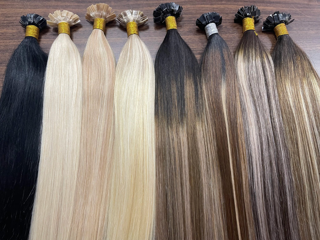 Ugeat Flat Tip Hair Extensions 14-24" Natural Straight Flat Tip Keratin Hair Extension 50/100g Remy Pre Bonded Hair Extensions