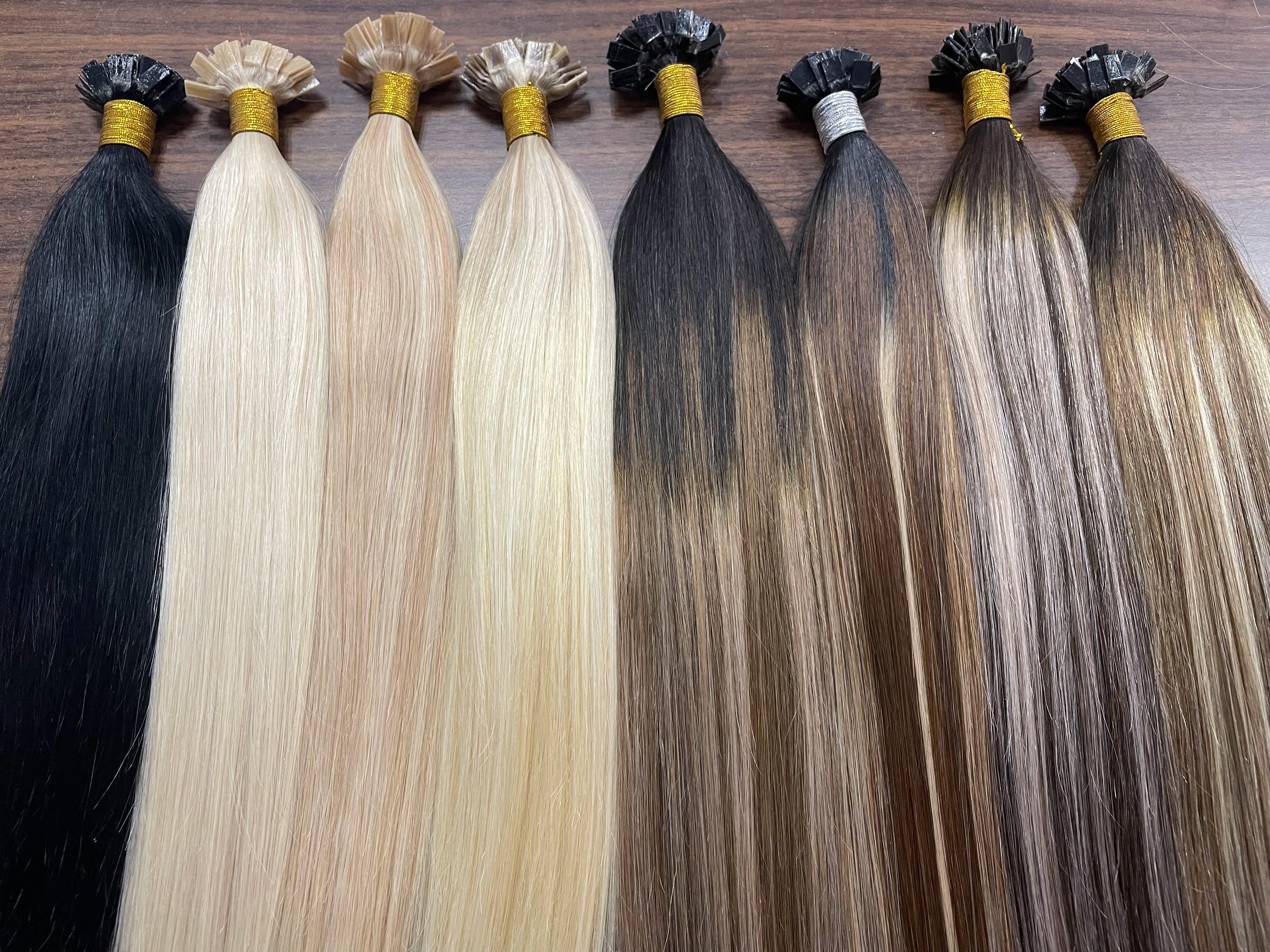 Ugeat Flat Tip Hair Extensions 14-24" Natural Straight Flat Tip Keratin Hair Extension 50/100g Remy Pre Bonded Hair Extensions