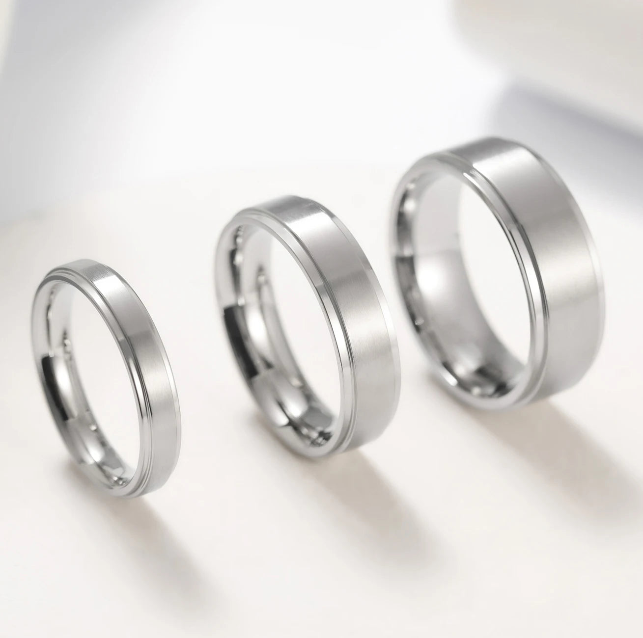 Somen 8mm Men Titanium Ring Silver Color Brushed Women Wedding Band Simple Rings Anniversary Fashion Jewelry Size 4-15