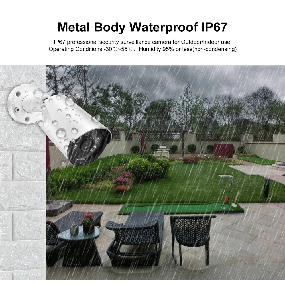 AZISHN Wide Angle 2.8mm FULL Color 4K 8MP H.265 IP Camera P2P AI Face Detection IP67 POE Video Outdoor Camera XMEYE 5MP 4MP