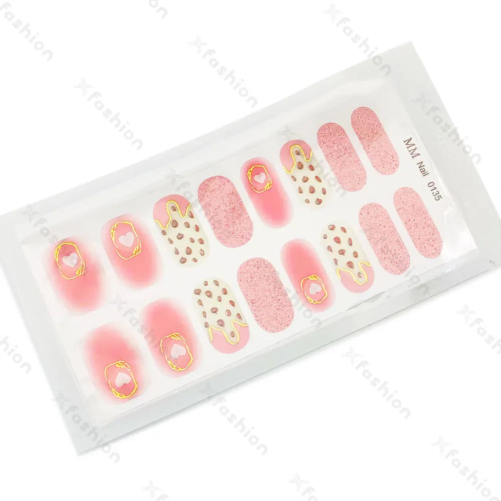 Hot Sale 16 Tips Solid Color Semi-Cured Gel Nail Stickers UV Light Durable Waterproof Long-Lasting Gel Nail Stickers Wholesale