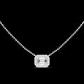 Sterling Silver Emerald Cut Halo Lab Grown Diamond Pendant Necklace Women Elegant Engagement Jewelry Custom OEM ODM