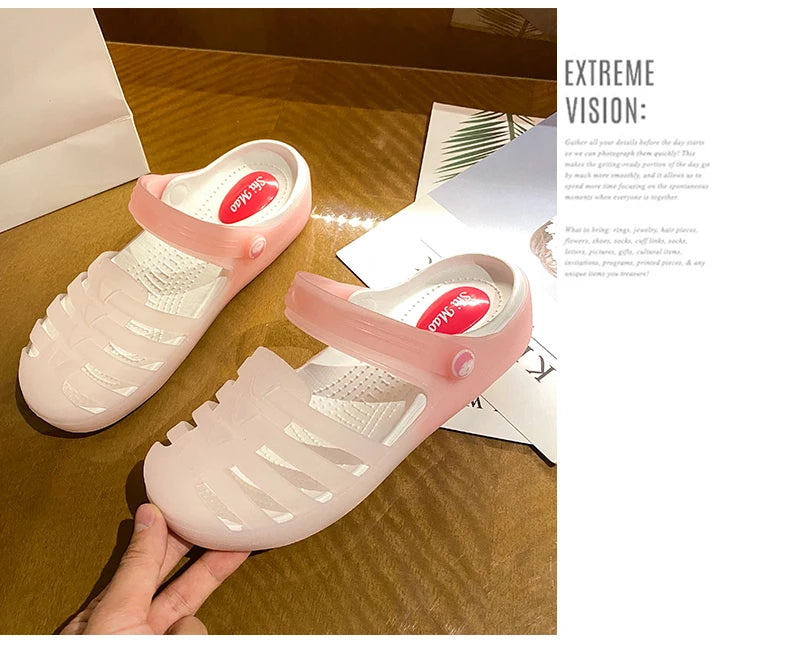 New Summer Jelly Sandals Women Outdoor Casual Slip On Garden Beach Shoes Female Rubber Clogs Non-slip Slides Breathable Slippers