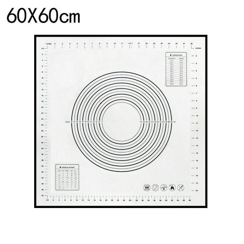 80/70/60cm Large Silicone Rolling Dough Mat Non-Stick Pizza Pastry Baking Mat Oven Sheet Liner Non-Slip Placemat Kitchen Gadgets