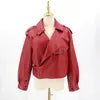QC20003 New Burgundy Waterproof Casual Leather Jacket Genuine Leather All Seasons