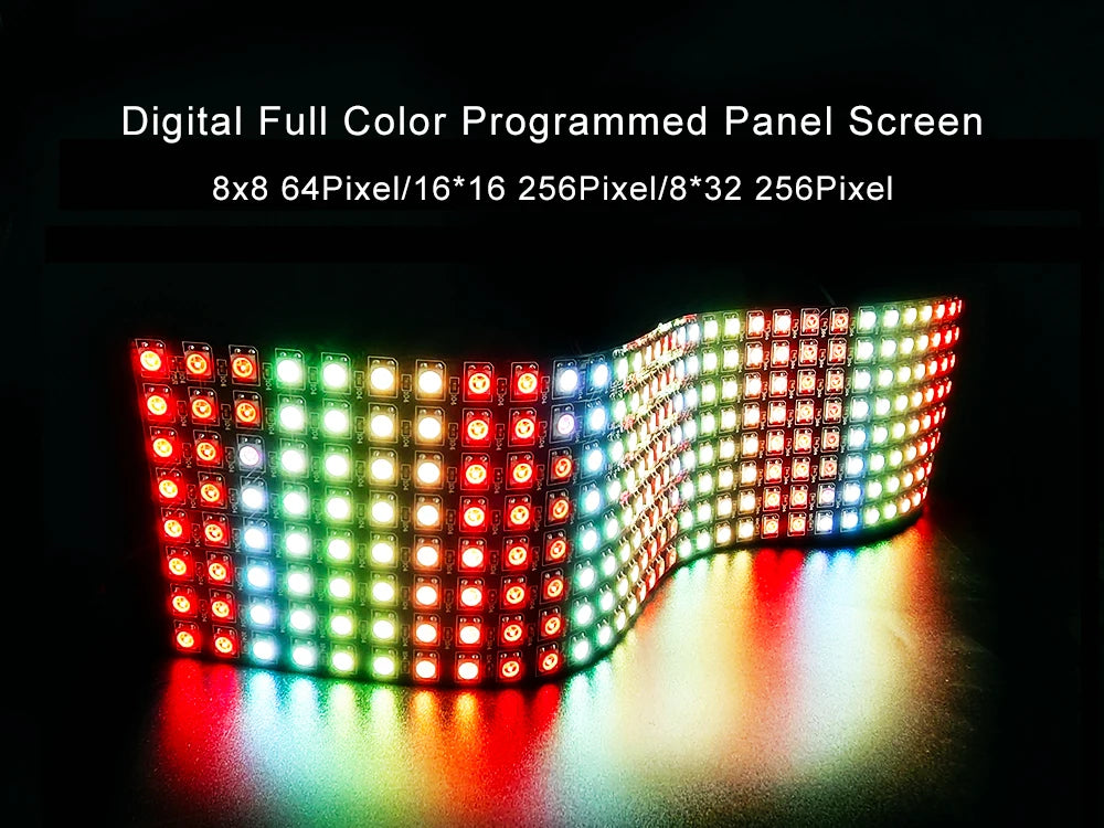 DC5V WS2812B 5050 RGB SMD Flexible 8x8 16x16 8x32 Luces Pixel Panel Matrix Screen WS2812 IC Led Module Individually Addressable