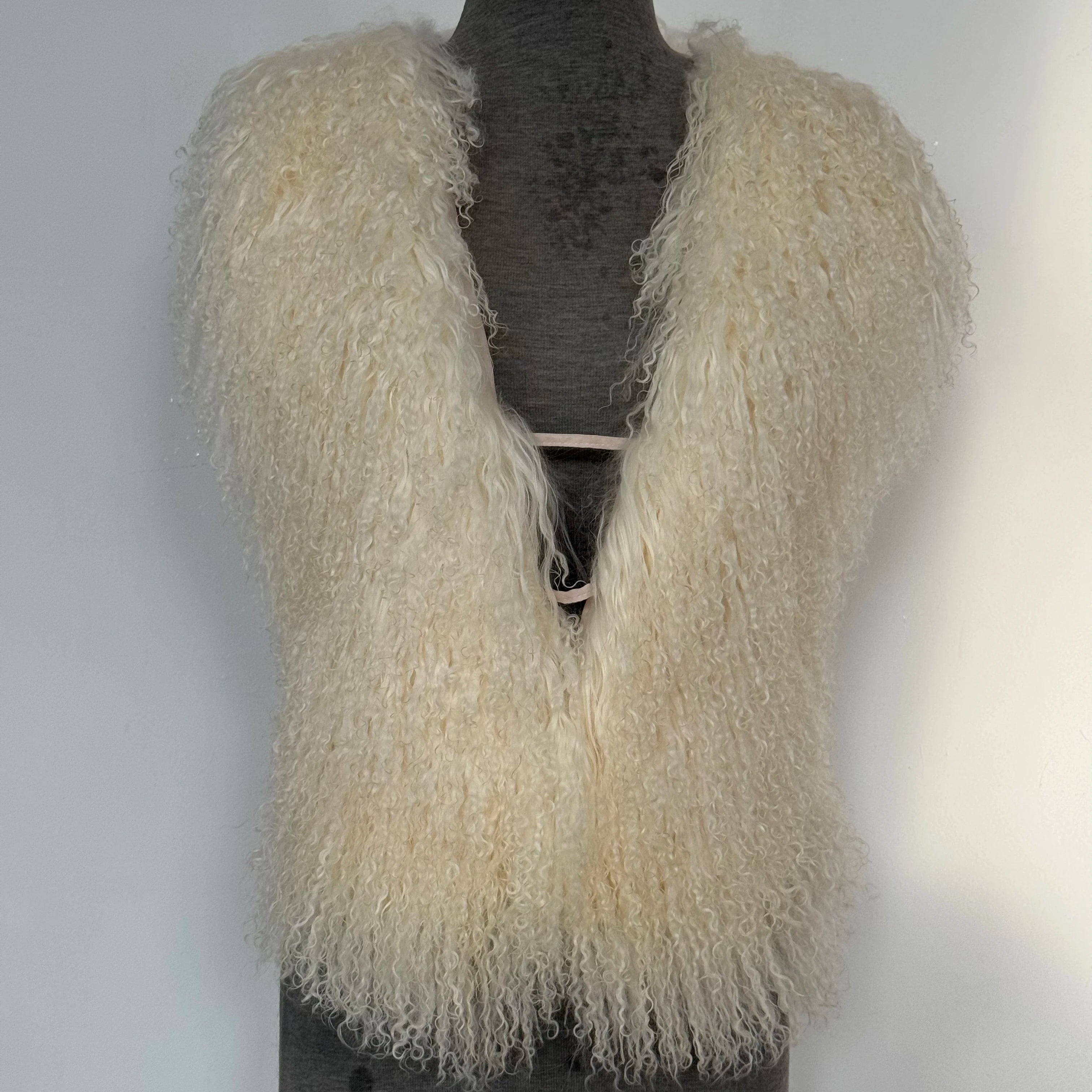 Streetwear Real Mongolian Sheepskin Fur Vest Women Real Sheep Fur Halter Top Vest