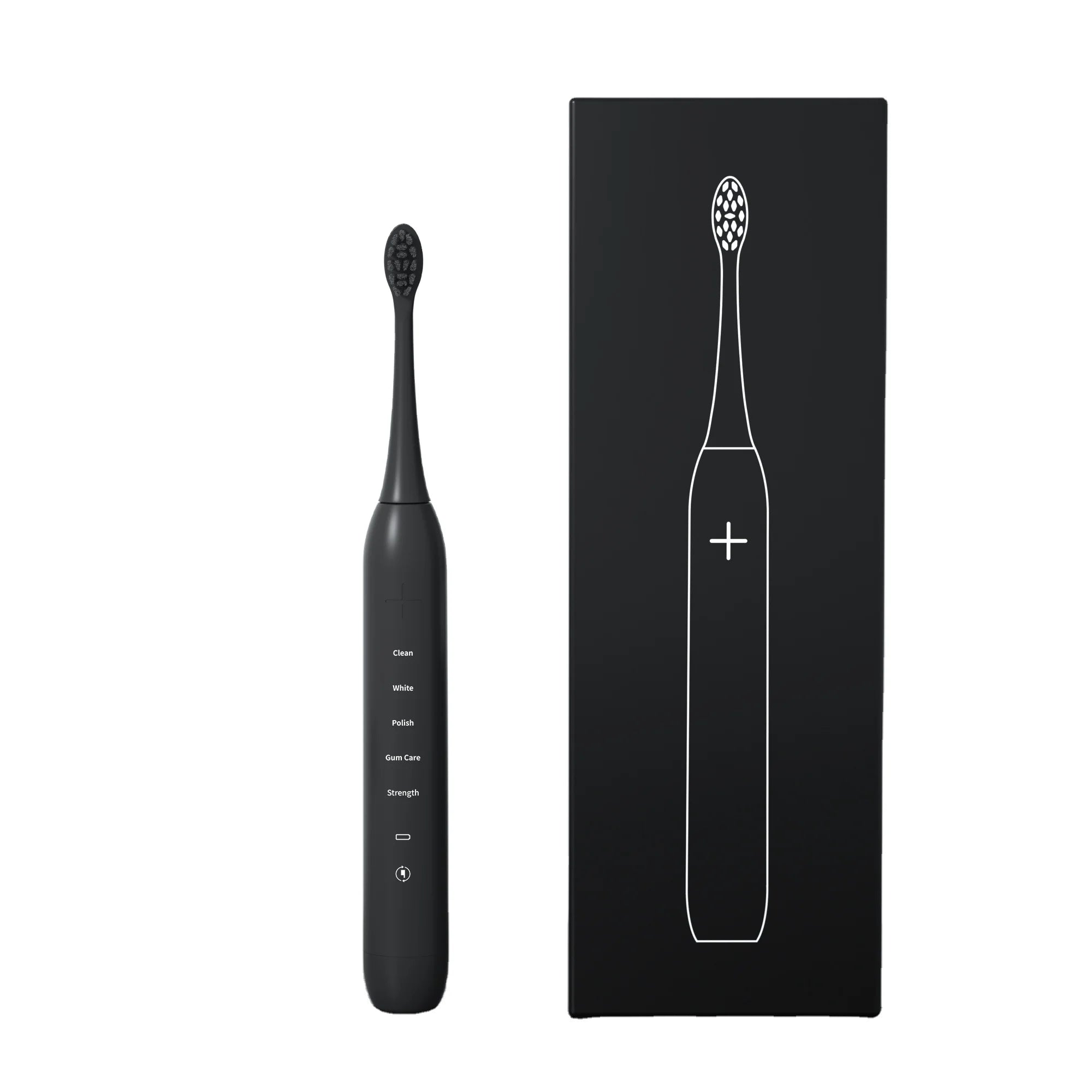 Rechargeable IPX8 OEM Custom Black Wireless Automatic Whitening Sonic Electric Toothbrush 4 Modes