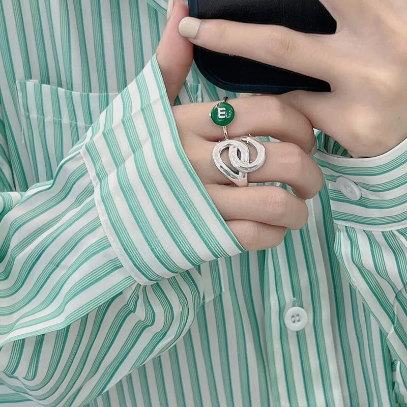Vintage Handmade 925 Sterling Silver Geometric Big Twist Rings for Women Fine Jewelry