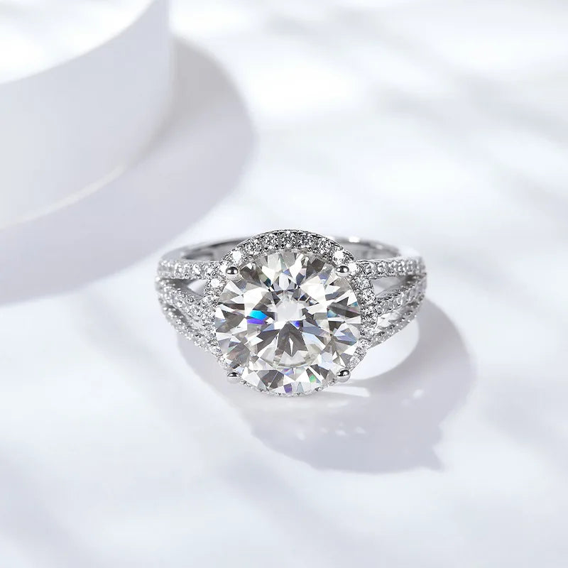 Ruizuan Luxury Silver 925 3 Carats Moissanite Diamond Ring Fashion Jewelry for Women Men Rhodium Plating Gemstone Rings GRA