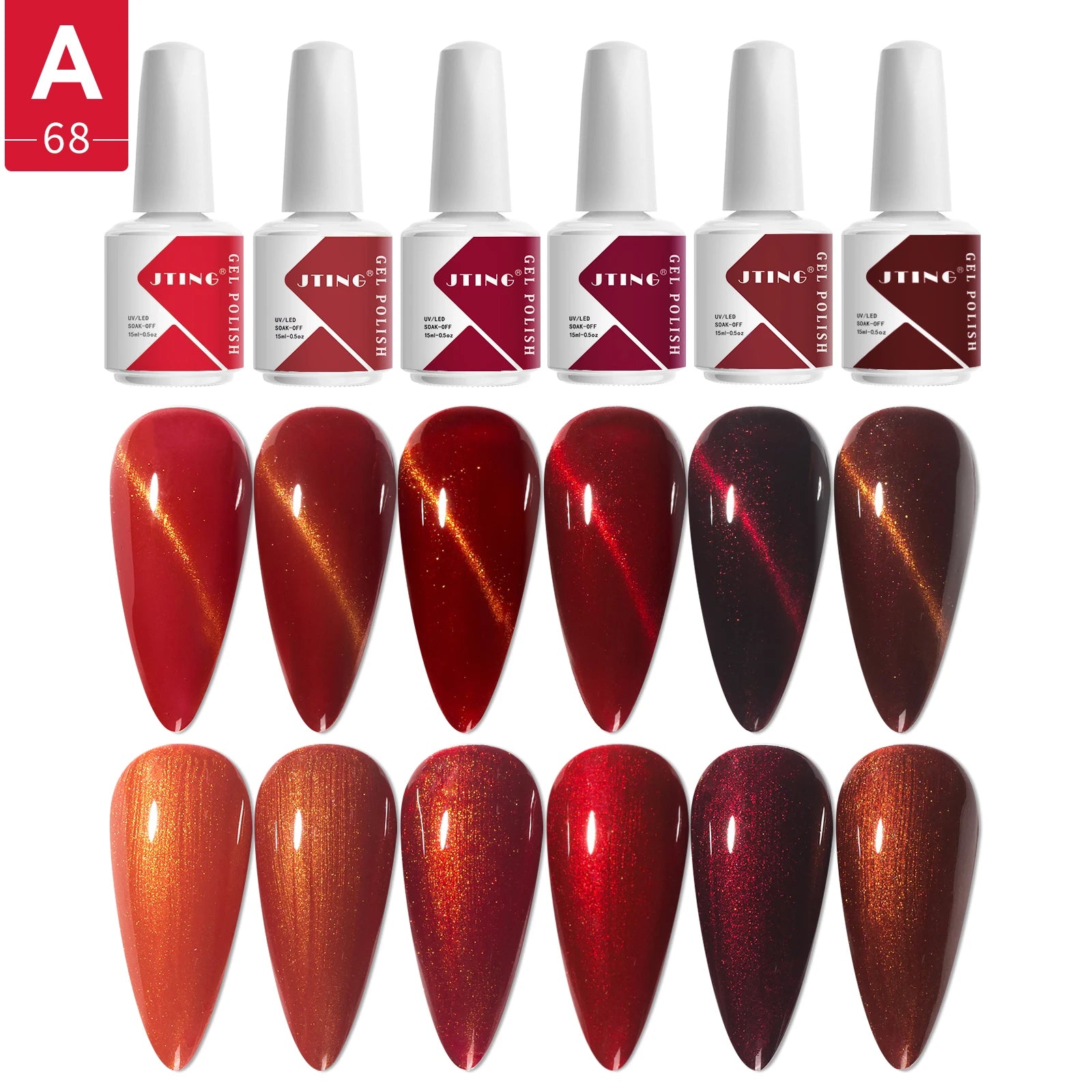 JTING Wholesale Supply Natural Vegan Nail Gel Polish Oem 6colors Soak off Uv Gel Nail Polish Custom Private Label Gel Polish