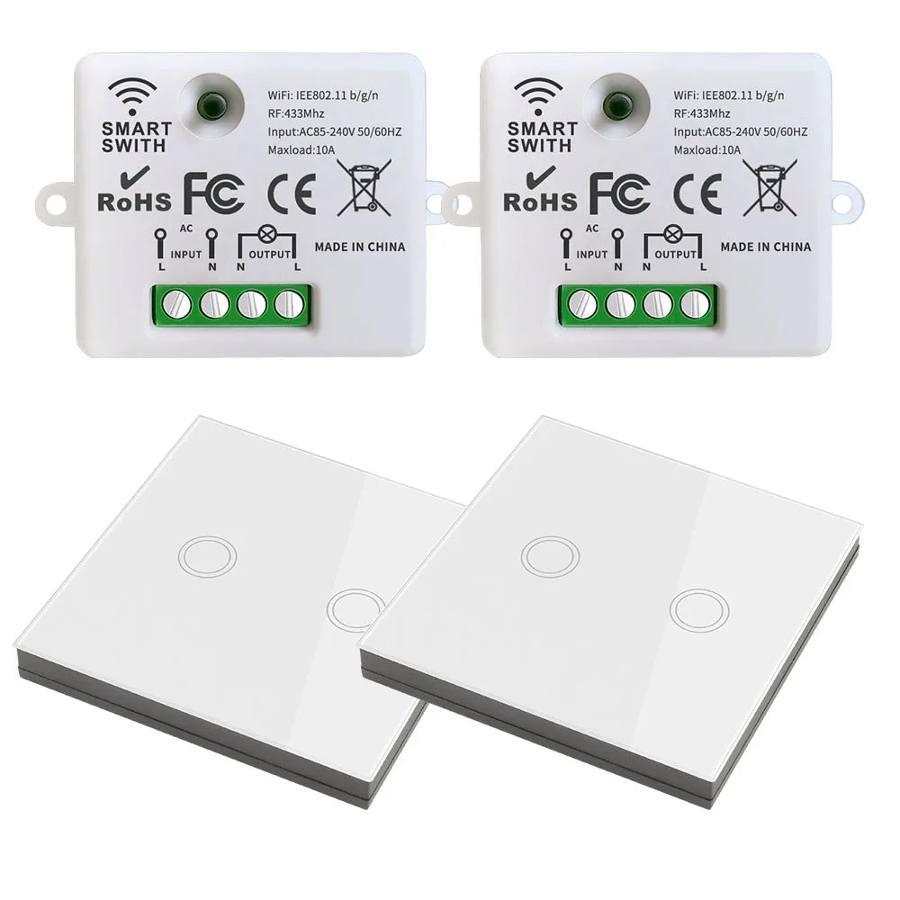 Mini WiFi Light Switch Timer Wall panel switch RF 220V Controller Tuya Smart Life APP Control Work With Alexa for Home Appliance