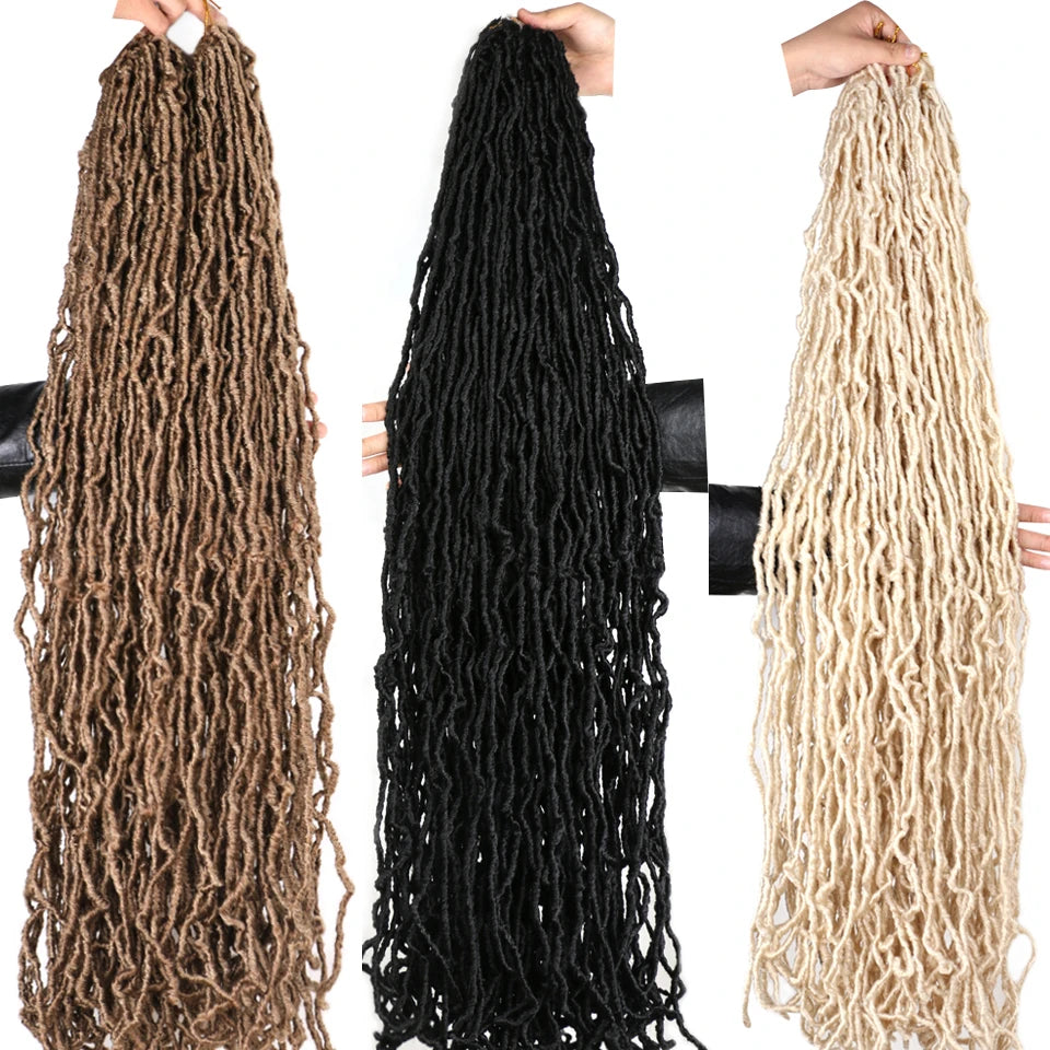 18”24”36” Mix Green New Faux Locs Crochet Hair Synthetic Curly Dreadlocks Hair Extensions Faux Cheveux Soft Locs Crochet Braids