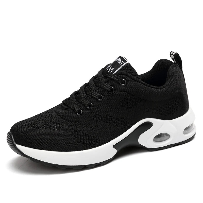 Wholesale Women Sports Round Head Lace-up Flying Woven Casual Sports Shoes Running Shoes for Ladies