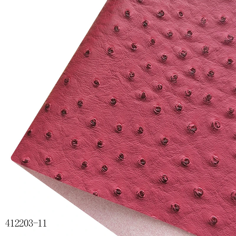 Super High Quality Ostrich Embossed Pvc Synthetic Vinyl  Leather Cotton Backing for Making Bag Decoration Craft Textile