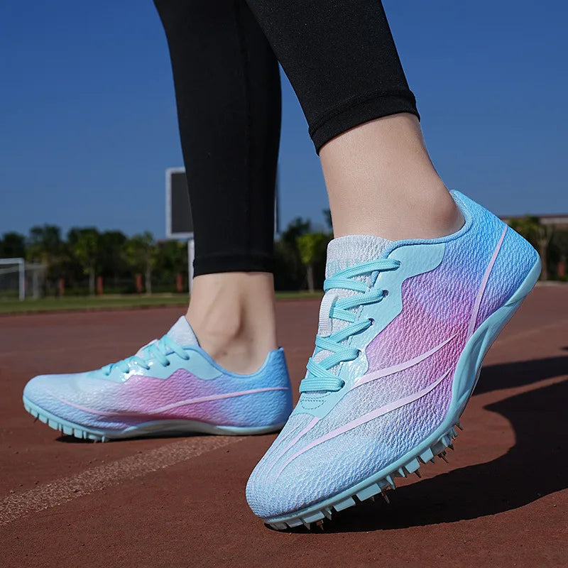 Students' New Outdoor Sports Training Track Shoes Breathable Mesh Surface with Sprinting Nails for Summer Competitions