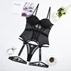 High Quality Bodysuit DP Black Comfort Mesh Breathable Underwire Leg Rings Mesh Shape Separate Sexy Lingerie Set