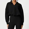 New Fashion Custom Logo V-neck Thick Snail Sports Top Yoga Loose Drawstring Long Sleeve Yoga Clothes Sweatshirt