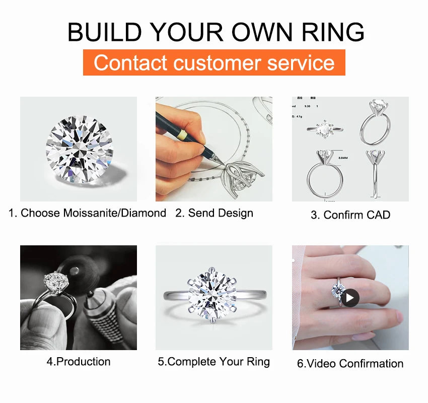 Sliver 925 High Quality 1CT Round Shape Moissanite Classic Style Eternity Rings Engagement Wedding Jewelry Ring Birthday Gift