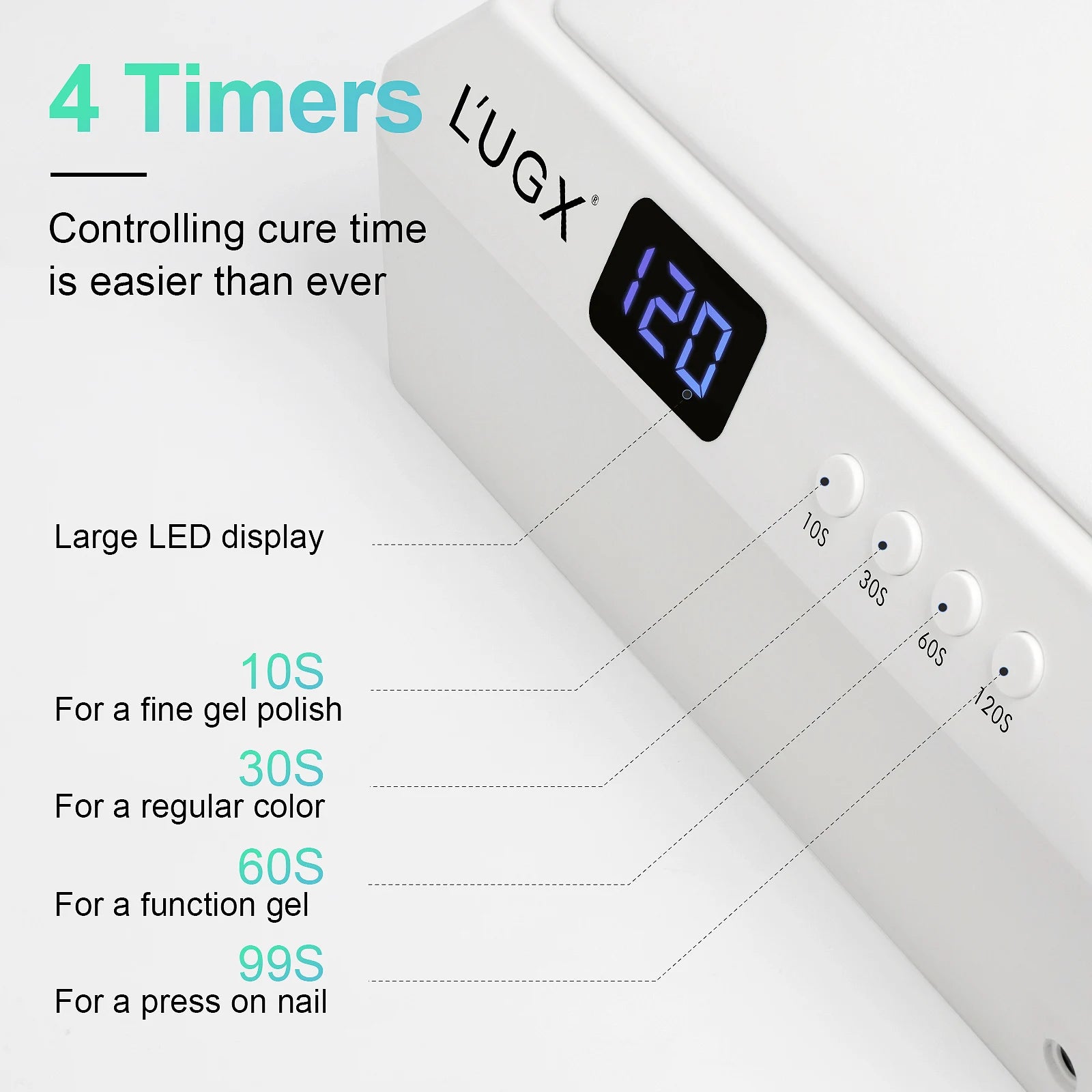 LUGX 72W UV Led Lamp Machine Professional Large Space Cordless Nail Gel Polish UV Lights Nail Dryer