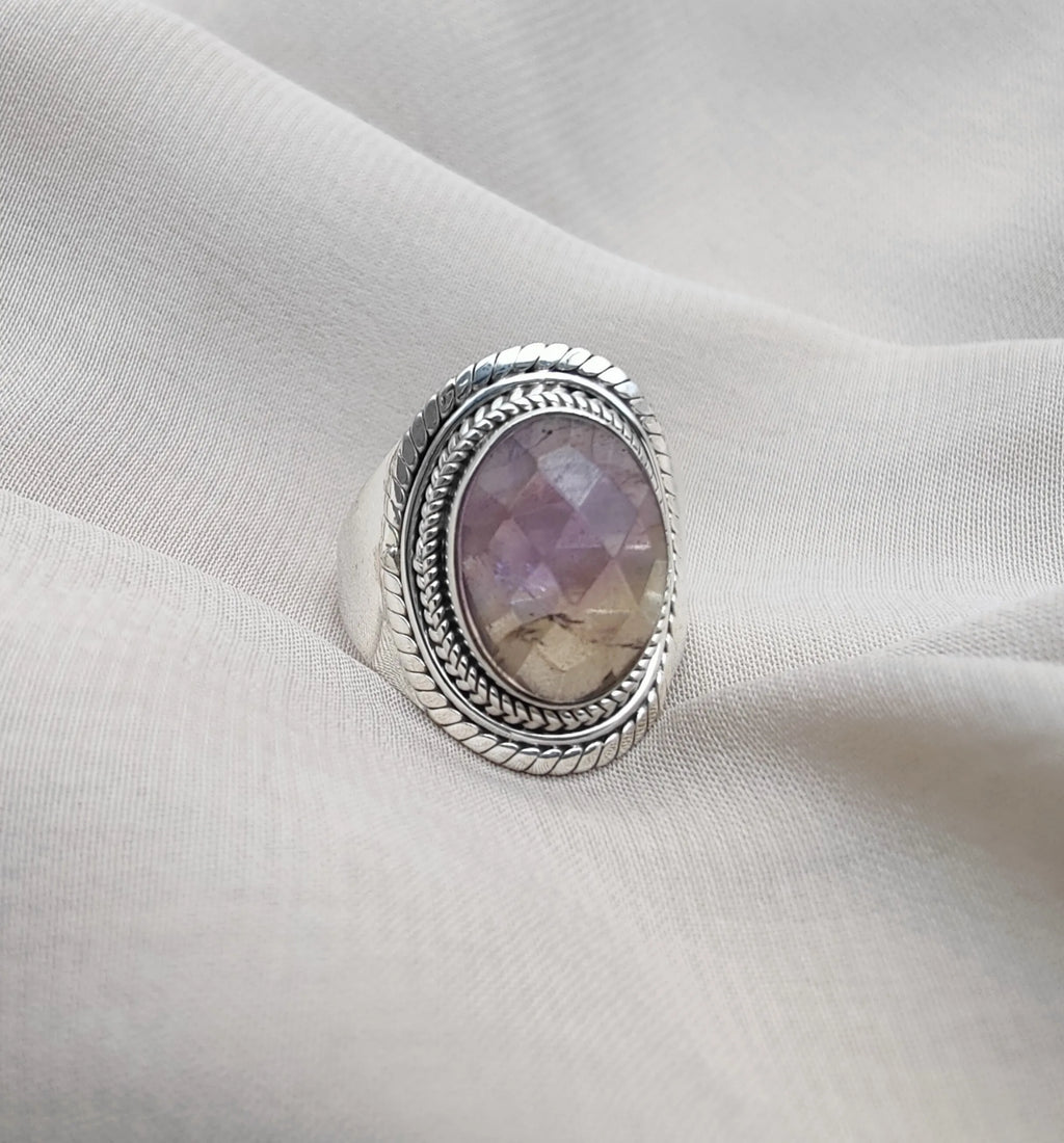 High-Grade Natural Ametrine 925 Sterling Silver Handmade Dual Tone Gemstone Ring Trendy Women's Wedding Party Jewelry Wholesale