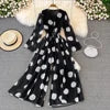 Flared Sleeve Polka Dot Print V-Neck Jumpsuit Wide Leg Jumpsuit
