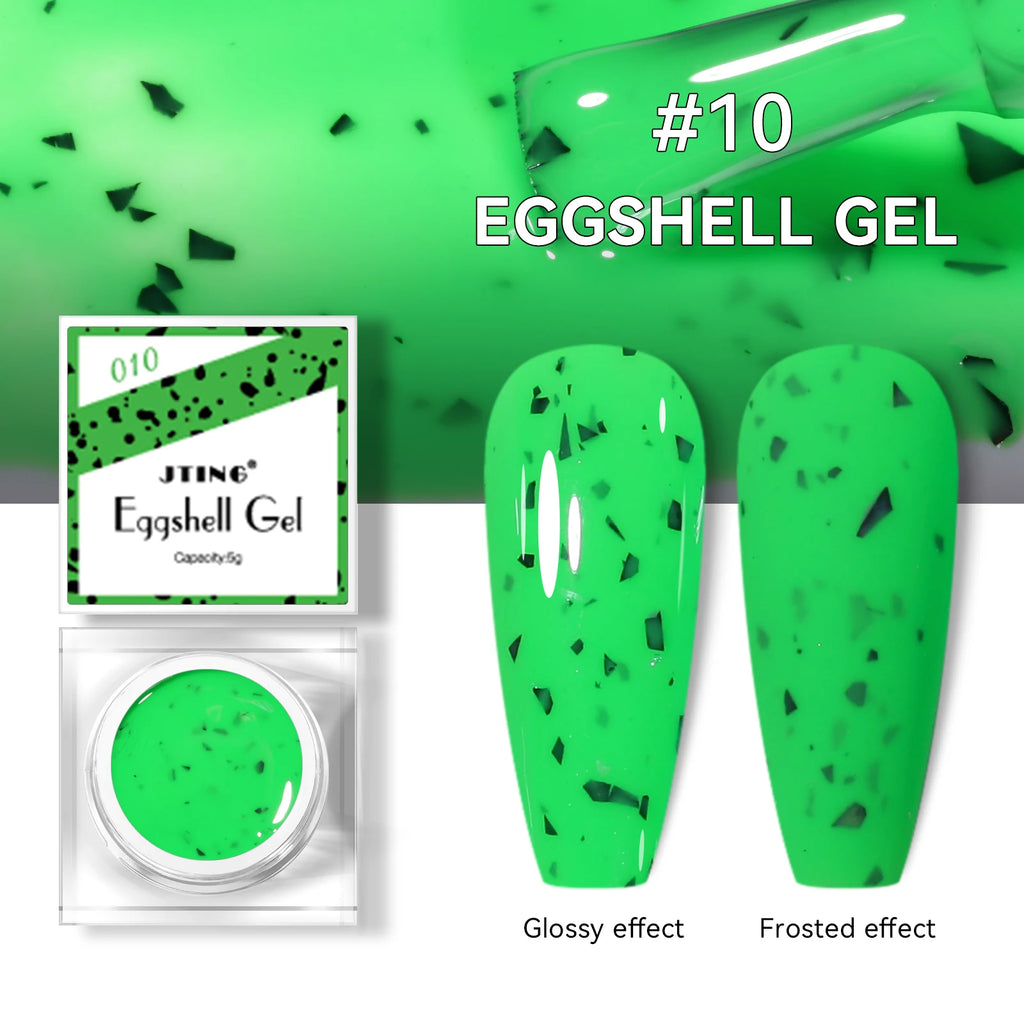 JTING High Quality Strong Glossy Matte Effects 12color Nail Art Neon Eggshell Gel Polish Set with Unique Jars OEM Private Label