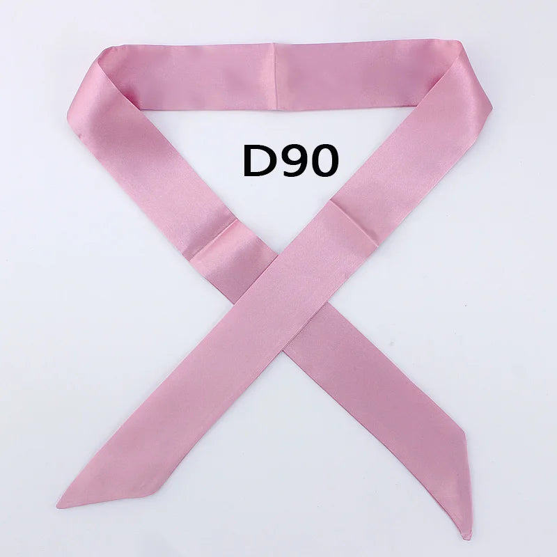 Hot Fashion New Twill Emulation Silk Solid Bag Scarf Women Small Scarf Ribbon Handbag Hair Long Shawl Bandana Luxury Head Scarf