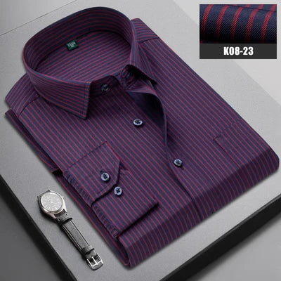 Brand New Men Shirt Male Dress Shirts Striped Men's Casual Long Sleeve Business Formal Plaid Shirt camisa social