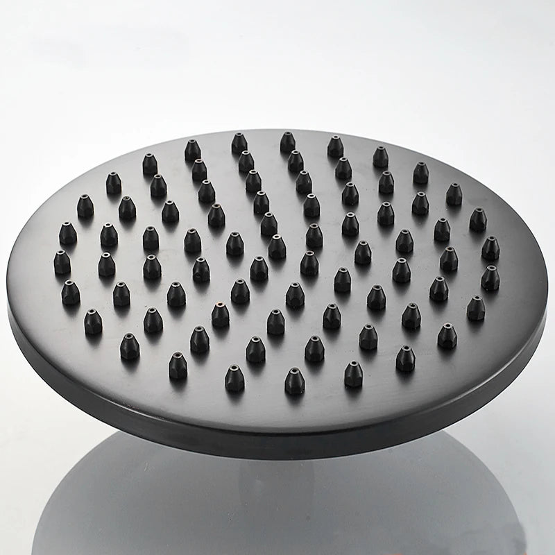 Rainfall Shower Head Round 8 -inch Rain Bathroom Shower Head Black Brass Handshower Head 1.5 M shower Hose Hand Shower Brasket