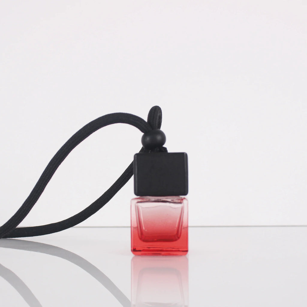 6ml New Arrival Car Hanging Glass Emtpy Bottle With Square Black Wooden Cap Car Air Freshener Diffuser Perfume Bottle