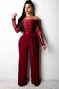 OEM ODM Women Clothing Elegant Overalls Off Shoulder Slash Neck Embroidery Lace Office Casual Jumpsuit